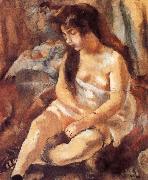 Seated portrait of maiden Jules Pascin